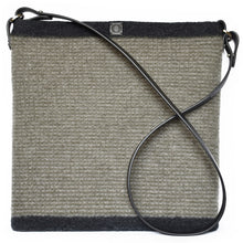 Load image into Gallery viewer, Knitted, boiled wool, soft felt handbag in alpine and gravel stripes. Organic, renewable and toxin free.
